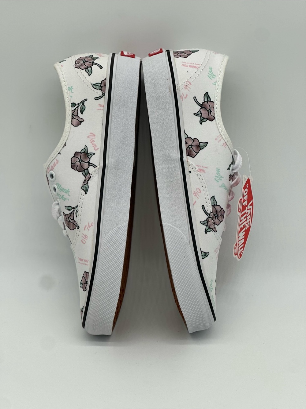 Vans White Low-Top Sneakers with Pink Floral Print - Picture 4 of 9